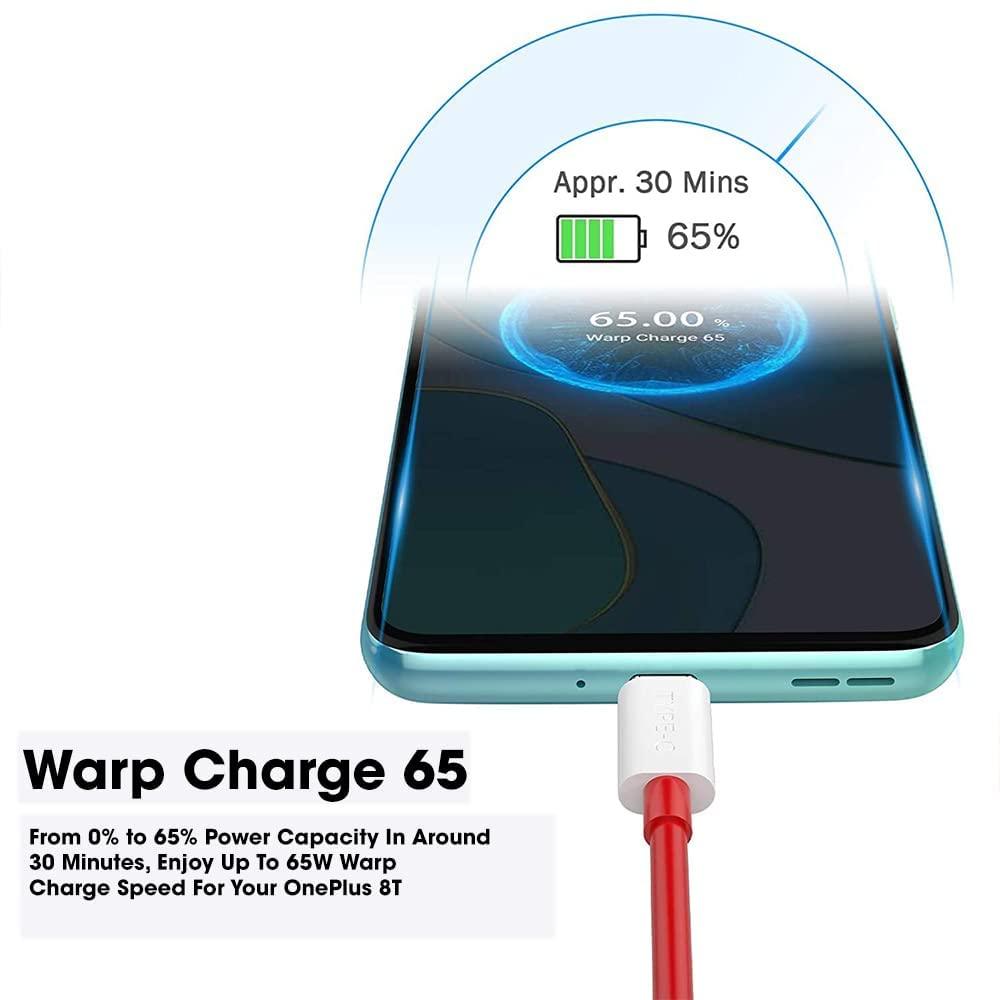 Sounce 65W Oneplus Dash Warp Charge Cable, 6.5A Type-C To Usb C Pd Data Sync Fast Charging Cable Compatible With One Plus 8T/ 9/ 9R/ 9 Pro/ 9Rt/ 10R/ Nord & For All Type C Device Red, 1 Meter