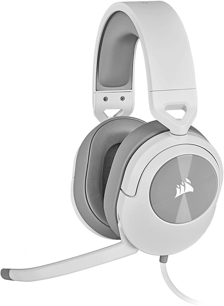 Corsair HS55 Surround Wired Gaming On Ear Headset (Leatherette Memory Foam Ear Pads, Dolby Audio 7.1 Surround Sound on PC and Mac, Lightweight, Omni-Directional Microphone, Multi-Platform) White