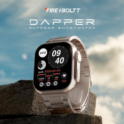 Fire-Boltt Dapper’s 54.61 mm (2.15 inch) IPS Big Screen, GPS Tracking, Compass, Wireless Charging, Bluetooth Calling, 105 Sports Modes, Video Watchfaces (Titanium)