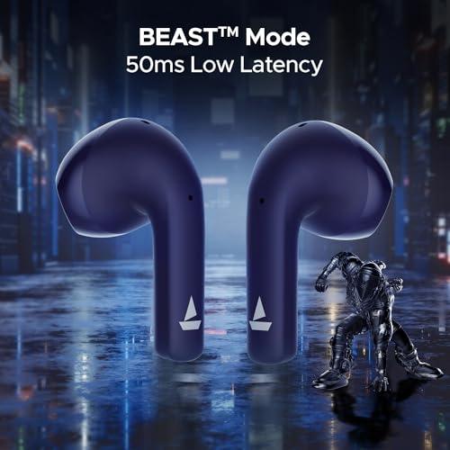 boAt Airdopes 125 Tws in Ear Earbuds with 50 Hrs Playtime,Quad Mics with Enx?? Tech,ASAP?? Charging,Iwp?? Tech, Beast?? Mode with 50 Ms Low Latency,Btv5.3, Ipx5(Interstellar Blue)