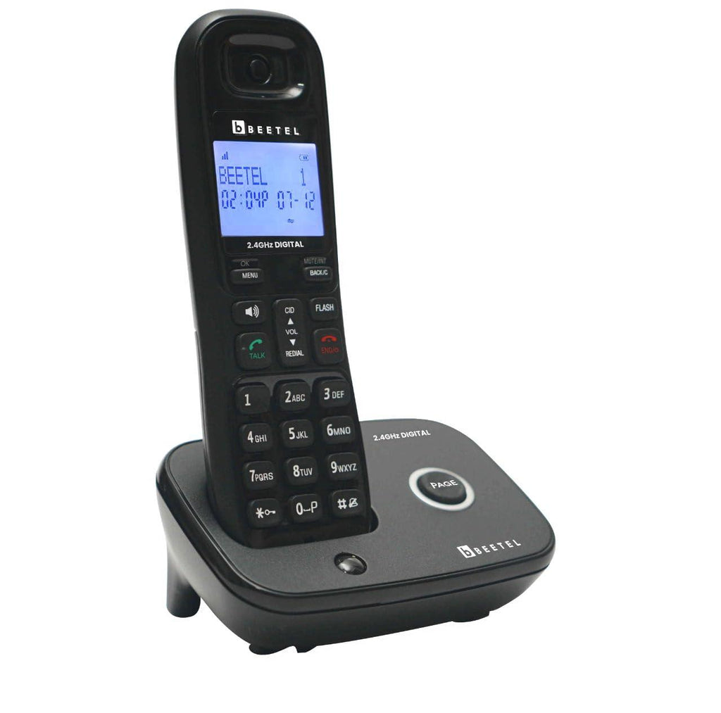 Beetel Newly Launched X92 2.4Ghz Cordless Landline,Dual Mode DTMF/FSK,1 Line 7 segment LCD Display & Blue LED Backlit,Illuminated Keypad,2 Way Speaker Phone,6 Step ringer volume Control (Black)(X92)