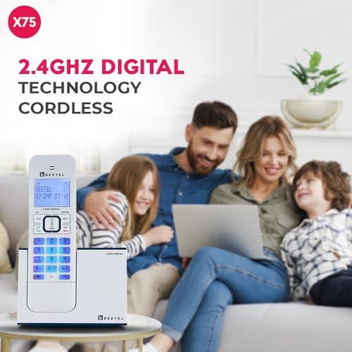 Beetel Newly Launched X75 2.4Ghz Cordless Landline,Dual Mode DTMF/FSK,1 Line 7segment LCD Display& Blue LED Backlit,Illuminated Keypad,2 Way Speaker Phone,6 Step ringer volume Control(Blue/White)(X75)