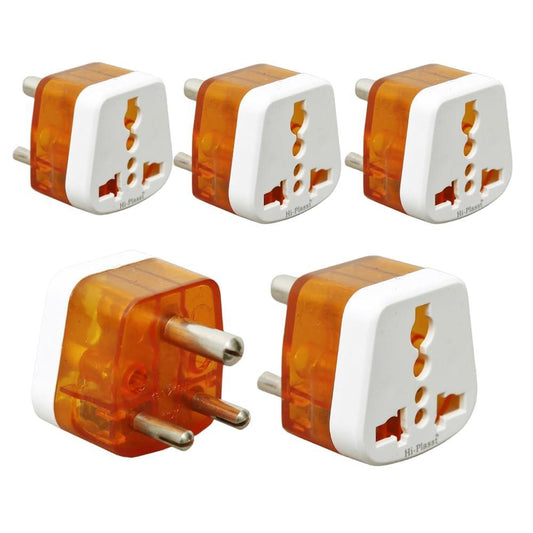 Hi-PLASST 3pin Plug Type D Adapter 6A-13A (Pack of 5) // World (USA, UK, Canada, Europe) to India Travel Power Plug Three Pin Converter Socket Perfect for Home, Office, Schools for Laptop, Mobile