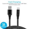 Ambrane Micro USB Cable 3A Fast Charging 1M Braided Cable for Smartphones, Tablets, Laptops & other Micro USB devices, 480Mbps Data Sync, Quick Charge 3.0 (RCM 10, Black)