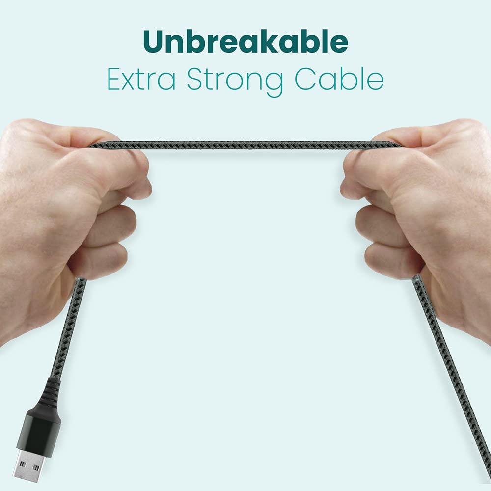 Ambrane Unbreakable 3A Fast Charging 1.5m Braided Type C Cable for Smartphones, Tablets, Laptops & other Type C devices, 480Mbps Data Sync, Quick Charge 3.0 (RCT15A, Green)