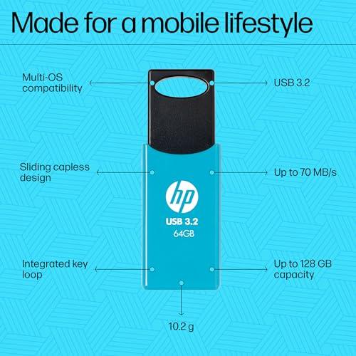 HP 712w 64GB USB 3.2 Flash Drive- Blue