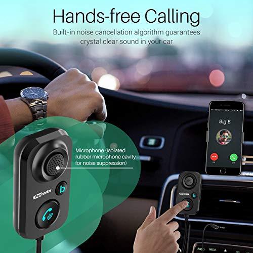 Portronics AUTO 12 in-Car Bluetooth Receiver for Handsfree Calling, Music System, Supports All Smartphones (Black)