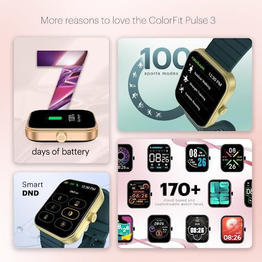 Noise Newly Launched ColorFit Pulse 3 with 1.96" Biggest Display Bluetooth Calling Smart Watch, Premium Build, Auto Sport Detection & 170+ Watch Faces Smartwatch for Men & Women (Jet Black) - Triveni World