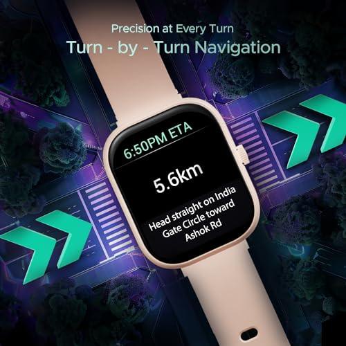 boAt Wave Sigma 3 w/Turn-by-Turn Navigation, 2.01" (5.1 cm) HD Display, Bluetooth Calling, Crest+ OS, QR Tray, Watch Face Studio, Coins, Emergency SOS Smart Watch for Men & Women(Cherry Blossom)