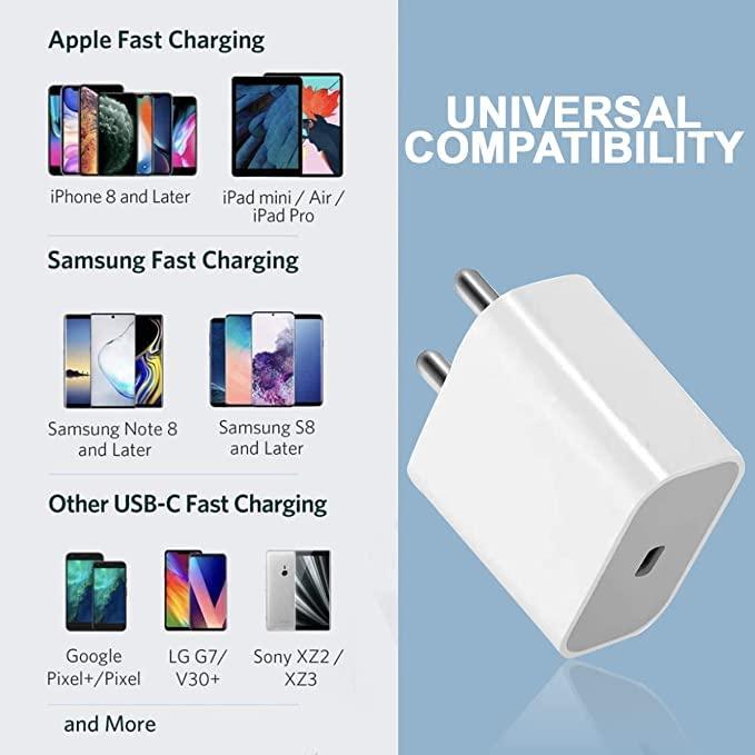 UNIGEN® Audio 20W Charger Type C Adapter for iPhone 16/15/15 Plus/15 Pro/15 Pro Max, iPhone 14/14 Plus/14 Pro/Max, iPhone 13/12/11 Series with PD 3.0 USB-C 20W Fast Charging Adaptor BIS Certified