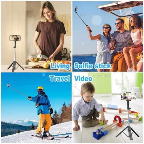 Mobilife Portable Selfie Stick with Tripod Stand Reinforced 96cm/37.8 inch Long 4 in 1 Bluetooth Selfie Stick Tripod Compact Stable for Mobile Phone Gopro Vlogging Travel,Black