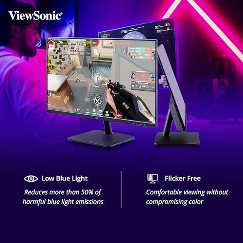 ViewSonic (Originated in USA) 24 Inch FHD IPS Monitor for Home and Office Use, 100 Hz, 1 MS Response time, AMD Free Sync, Dual Speaker, Wall Mount, Bezel Less, Eye-Care, Srgb104%, HDMI, VA2432-MH