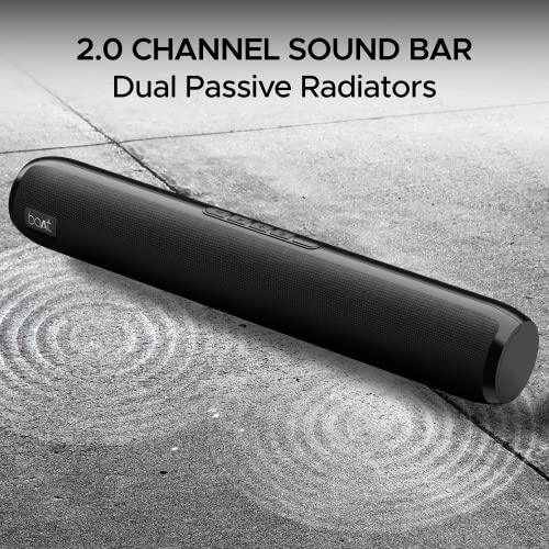 boAt Aavante Bar 610 Bluetooth Soundbar with 25W RMS Signature Sound, 2.0 Channel with Dual Passive Radiators, Upto 7 Hours Playback & Multi Connectivity(Charcoal Black)