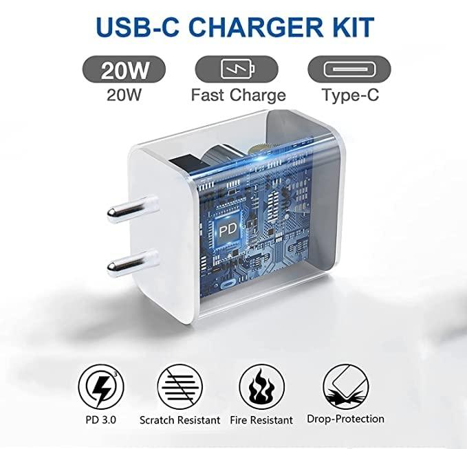 UNIGEN® Audio 20W Charger Type C Adapter for iPhone 16/15/15 Plus/15 Pro/15 Pro Max, iPhone 14/14 Plus/14 Pro/Max, iPhone 13/12/11 Series with PD 3.0 USB-C 20W Fast Charging Adaptor BIS Certified