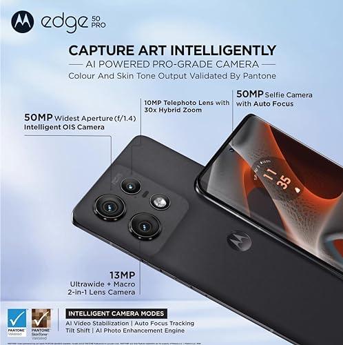 Motorola Edge 50 Pro 5G with 125W Charger (Black Beauty, 12GB RAM, 256GB Storage)| 24GB (12+12) RAM with RAM Boost | 50MP+13MP+10MP | 50MP Front Camera | 125W TurboPower Charging | IP68 Waterproof