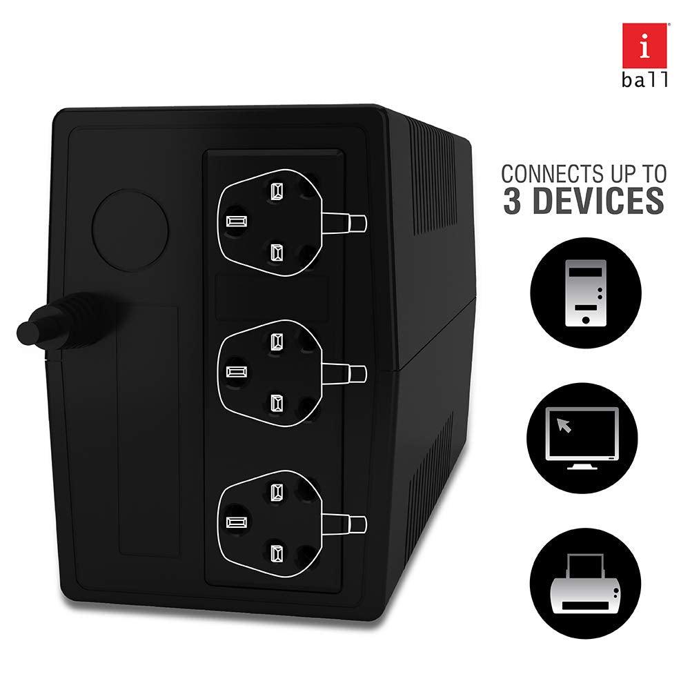 iBall Nirantar UPS 622 - Uninterrupted Power Supply to Your Personal Computers, Home Entertainment Network and Gaming Consoles, Multifunctional Led Indication - Black