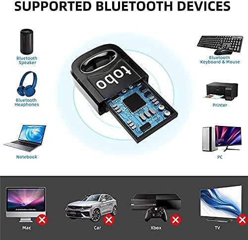 Tobo USB Bluetooth 5.0 Adapter Dongle for PC Laptop Desktop Stereo Music and Call Keyboard Mouse Support Windows 10 8.1 8 7 XP Vista(Install Driver First) Not Support in Linux-(TD-851WA-01)