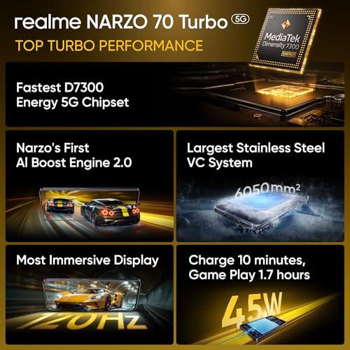 realme NARZO 70 Turbo 5G (Turbo Purple,12GB RAM, 256GB Storage) | Segment's Fastest Dimensity 7300 Energy 5G Chipset | Motorsports Inspired Design