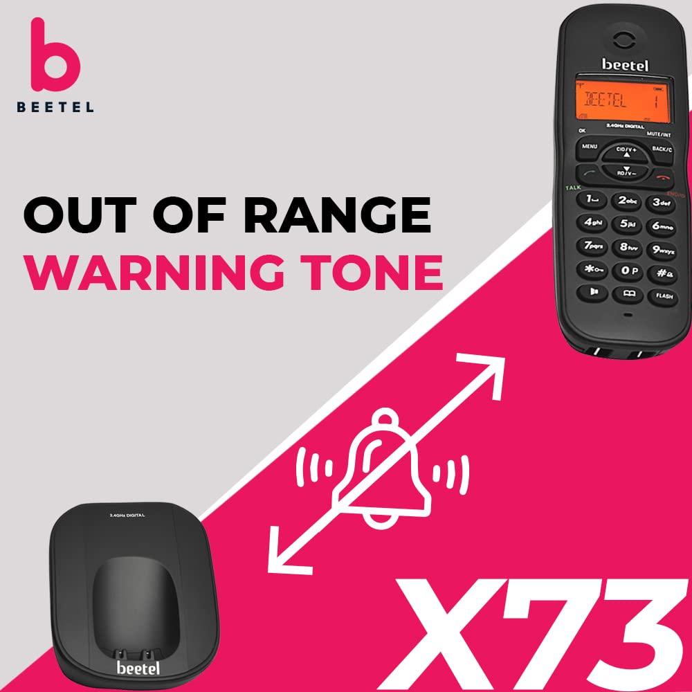 Beetel X73 Cordless 2.4Ghz Landline Phone with Caller ID Display, 2-Way Speaker Phone with Volume Controls, Auto Answer, Alarm Function, Stylish Design (Black)(X73)