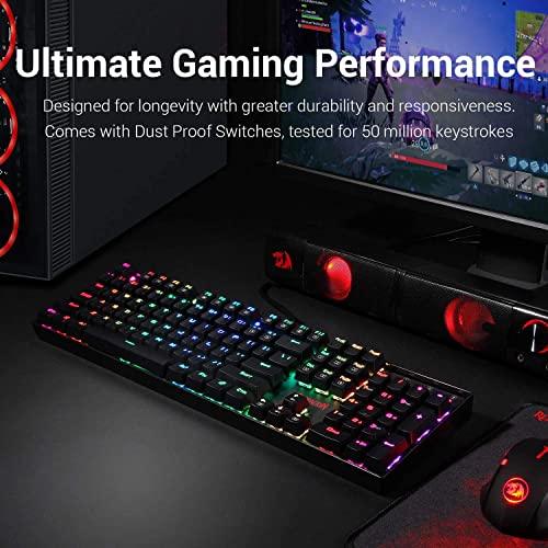 Redragon K551 RGB LED Backlit Wired Mechanical Gaming Keyboard with Numlock Keys for Windows PC (Black, Blue Switches)