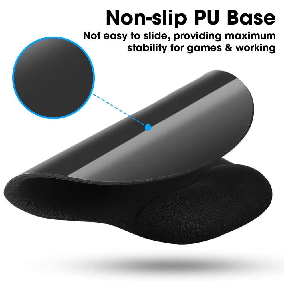 Sounce Mouse Pad, Ergonomic Mouse Pad with Comfortable Gel Wrist Rest Support and Lycra Cloth, Non-Slip PU Base for Easy Typing Pain Relief, Durable and Washable, Classic (Black)