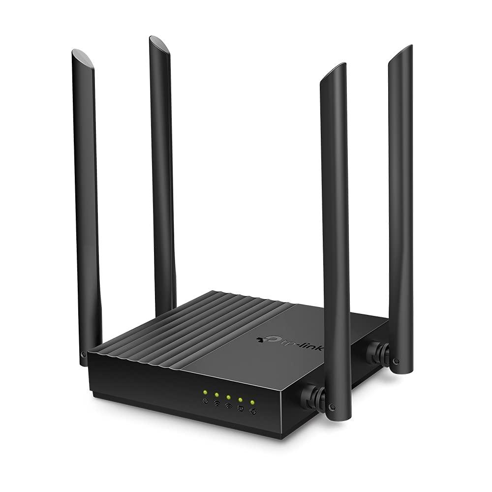 TP-Link Archer C64 AC1200 Dual-Band Gigabit Wi-Fi Router, Wireless Speed up to 1200 Mbps, 4×LAN Ports, 1.2 GHz CPU, Advanced Security with WPA3, MU-MIMO, Beamforming, Black