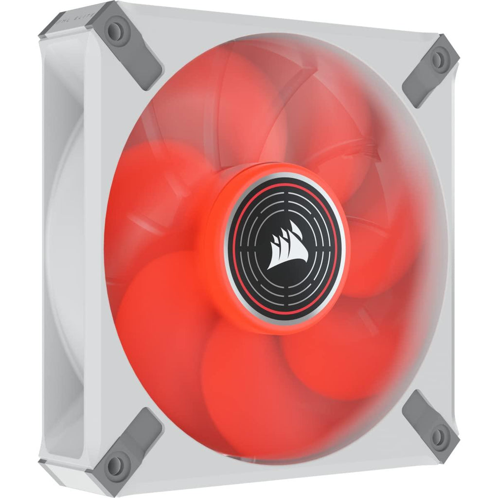 CORSAIR ML120 LED Elite, 120mm Magnetic Levitation Red LED Fan with AirGuide, Single Pack - White Frame