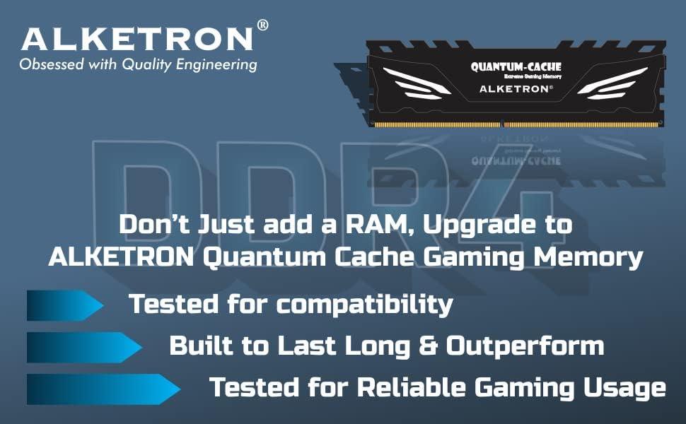 ALKETRON Quantum Cache – 8GB DDR4 3200MHz CL16 RAM UDIMM(SDRAM) PC4-25600 - Over clocked Gaming Desktop PC Memory with Heat Sink - XMP Compatible - 3 Year replacement warranty