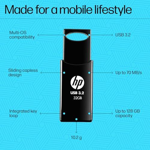 HP 712w 32GB USB 3.2 Flash Drive- Black