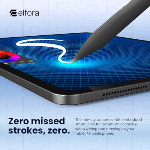 Elfora Non-Bluetooth Universal Stylus Pen with Type-C Charging | Precision Digital Pen | Compatible with iPhone, iPad, Samsung, Android Tablets & Touchscreen Devices | (Black)