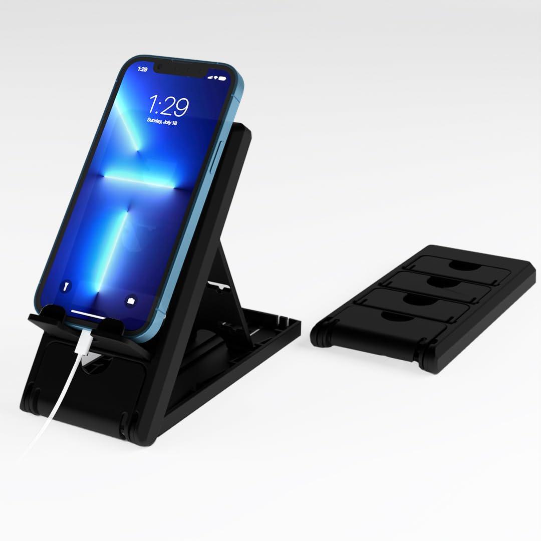 STRIFF Smartphone Stand, Tabletop, Foldable, Mobile Stand, Phone Stand, Tablet Stand, Smartphone Holder, Adjustable Height, Lightweight, Compact, Portrait and Horizontal, Easy to Carry(Black)