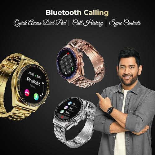 Fire-Boltt Moonwatch 36.3mm (1.43 inch) AMOLED Display, Wireless Charging, Metallic Frame, Stainless Steel Luxury Straps, Complete Health Suite, Bluetooth Calling, Sports Modes (Silver)