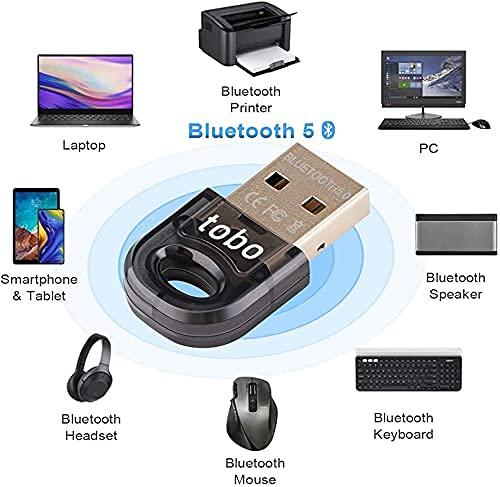 Tobo USB Bluetooth 5.0 Adapter Dongle for PC Laptop Desktop Stereo Music and Call Keyboard Mouse Support Windows 10 8.1 8 7 XP Vista(Install Driver First) Not Support in Linux-(TD-851WA-01)