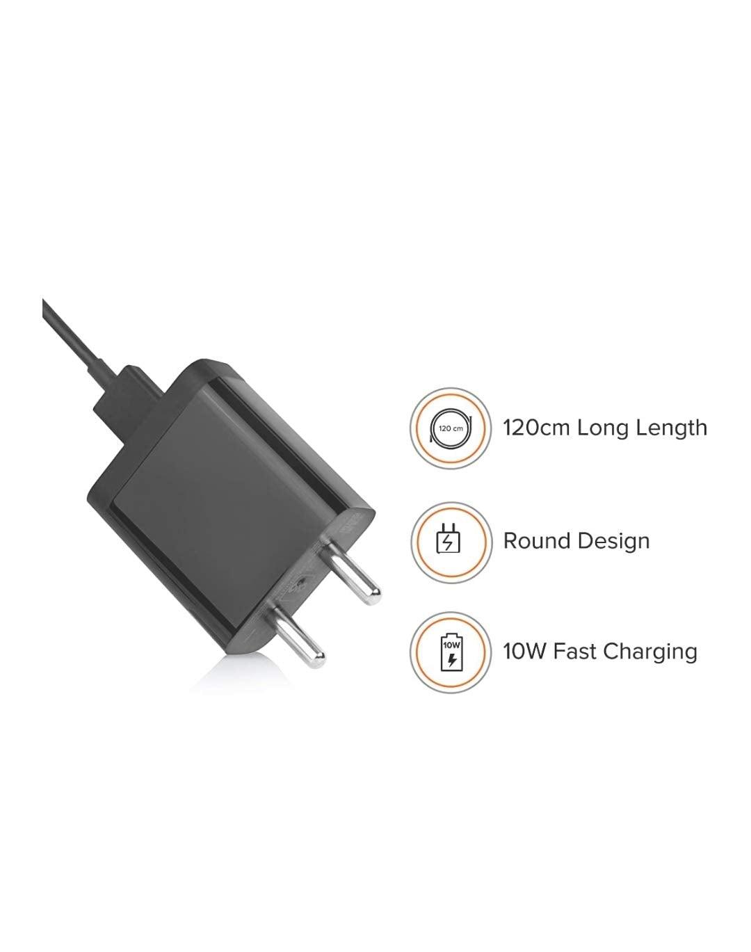 Mi 5V Charger|10W Wall Charger with USB Cable|Compatible for Mobile, Headphones, TWS, Game Console, Power Banks|Fast Charging + Quick Data Transfer+BIS Certified|(Adapter+USB to Micro USB Cable)-Black