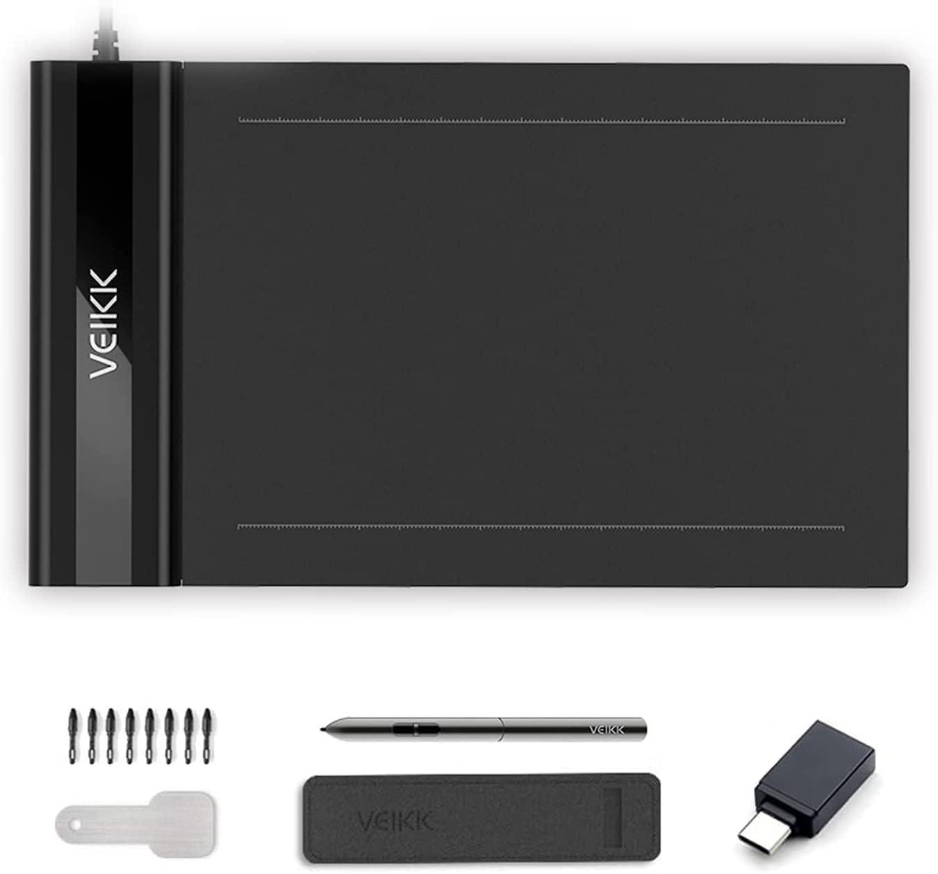 VEIKK S640 V2 Pen Tablet ，6 x 4 Inch Graphic Drawing Tablet with Battery -Free Passive Pen (8192 Levels Pressure)- Black