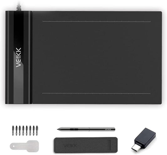 VEIKK S640 V2 Pen Tablet ，6 x 4 Inch Graphic Drawing Tablet with Battery -Free Passive Pen (8192 Levels Pressure)- Black