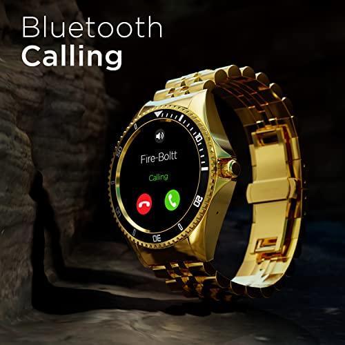 Fire-Boltt Quantum Luxury & Sporty Stainless Steel with Free Silicone Strap Smartwatch, 1.28" Bluetooth Calling, 2 Looks in 1 Watch, High Resolution of 240 * 240 Px & TWS Connection (Raven Gold) - Triveni World