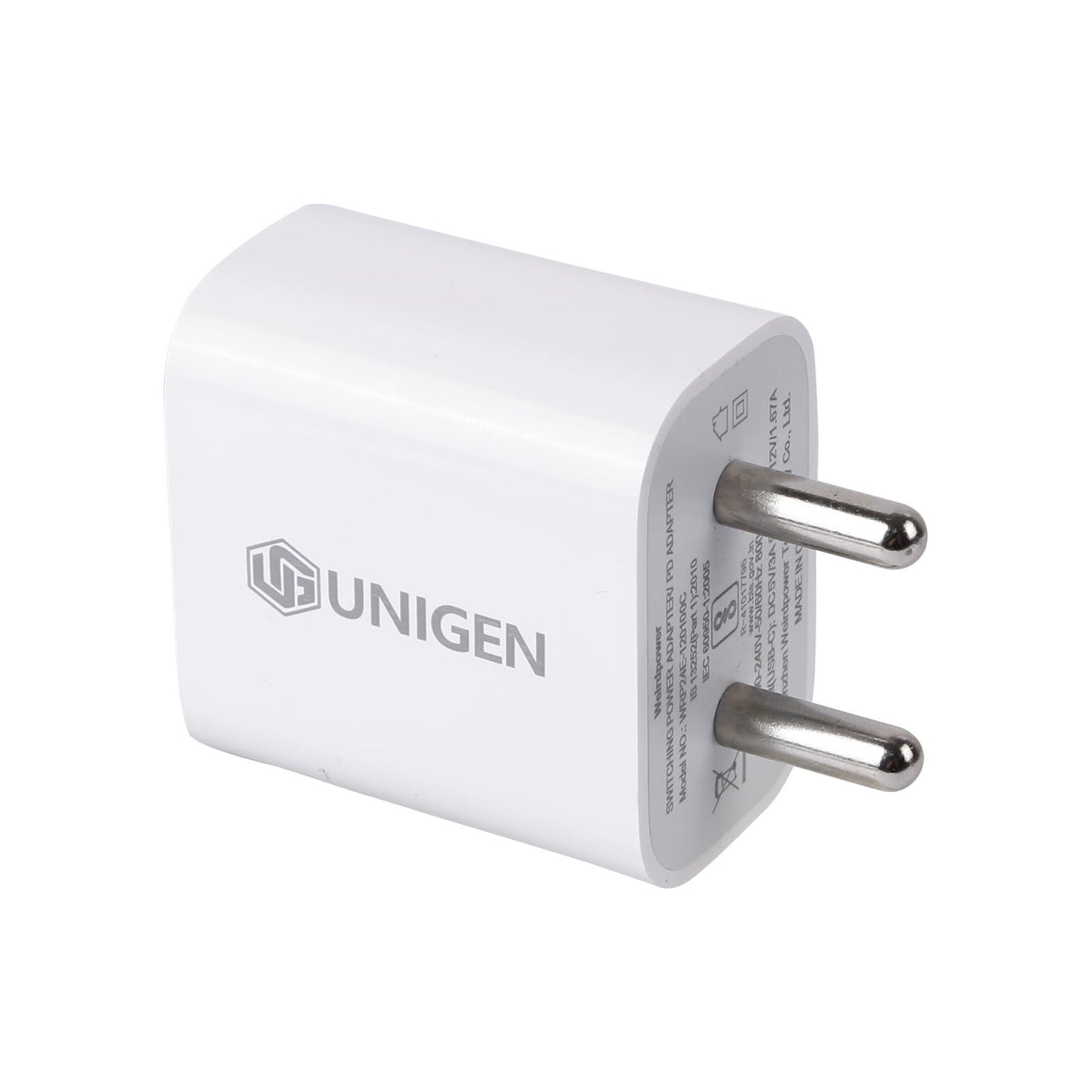 UNIGEN® 20W PD Type-C Adapter Fast Wall Charger Compatible with Android, iPhone 16/15/14/14 Plus/14 Pro/14 Pro Max, iPhone 13/13 Pro/13 Pro Max/13 Mini, 12/12 Mini/12 Pro Max, iPhone 11 BIS Certified