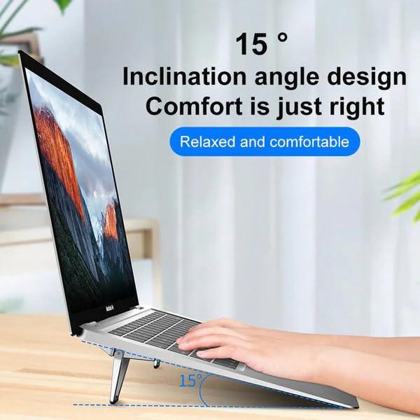 EDNITA Mini Laptop Stand for Desk | Portable Metal PC Desk Stand, Aluminium Cooling Pad Mini Clip Compatible with MacBook Apple Laptop, Lenovo, Dell, Hp, Acer & Other Laptops Pack of-2 (Silver)