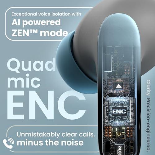 Boult Audio Newly Launched Z20 Pro, Truly Wireless Bluetooth Ear buds with 60 Hours Playtime, 4 Mics Clear Calling, 45ms Low Latency, Rich Bass Drivers, TWS earbuds bluetooth wireless (Powder Blue)