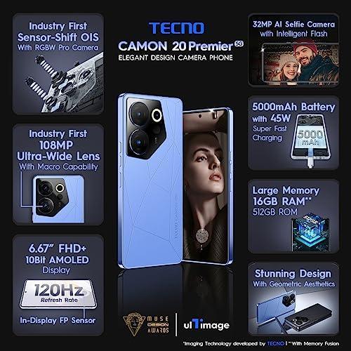 TECNO Camon 20 Premier 5G (Serenity Blue, 8GB RAM,512GB Storage)|8GB Expandable RAM| Industry 1st 50MP RGBW-Pro Camera| Segment 1st 108MP Ultra-Wide Macro Lens |6.67" 120Hz, 10bit AMOLED in-Display - Triveni World