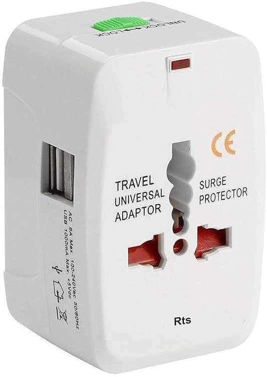 Universal Travel Plug Adapter Worldwide International All in One Portable Travel Adapter Wall AC Power Plug Adapter Wall Charger with Dual USB Charging Ports for USA EU UK AUS Cell Phone Mobile Laptop