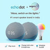 Amazon Echo Dot (4th Gen, Blue) with clock gift twin pack with Wipro 9W smart color bulb