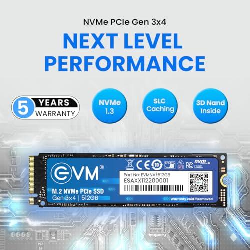 EVM M.2 NVMe (2280) 512GB Internal SSD - 2100MB/s Read - 4X Faster Than SATA SSD- 5 Year Warranty (EVMNV/512GB)