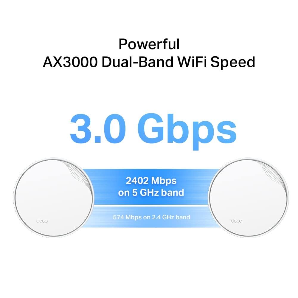 TP-Link Deco X50-PoE AX3000 Whole Home Mesh WiFi 6 System with PoE | 3000 Mbps Wireless Gigabit Smart Dual Band Router | Multi-Gig 2.5 Gbps Wired Network | Pack of 2 | Alexa and Google Compatible