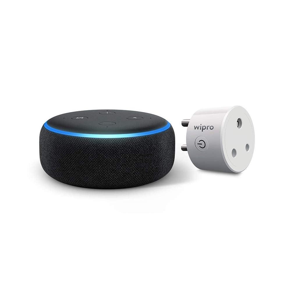 Echo Dot (Black) Combo with Wipro 16A Smart Plug