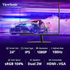 ViewSonic (Originated in USA) 24 Inch FHD IPS Monitor for Home and Office Use, 100 Hz, 1 MS Response time, AMD Free Sync, Dual Speaker, Wall Mount, Bezel Less, Eye-Care, Srgb104%, HDMI, VA2432-MH