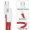 Sounce 65W Oneplus Dash Warp Charge Cable, 6.5A Type-C To Usb C Pd Data Sync Fast Charging Cable Compatible With One Plus 8T/ 9/ 9R/ 9 Pro/ 9Rt/ 10R/ Nord & For All Type C Device Red, 1 Meter