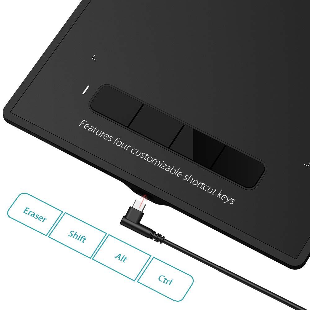 XP-PEN XP PEN Star G960S Graphics Tablet 22.86 cm x 15.24 cm (9 x 6 Inch) Pen Tablet with 8192 Levels Pressure Sensitivity Battery-Free Stylus, 4 Customizable Shortcut Keys & Android Support, Black