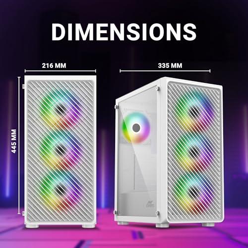 Ant Esports 211 Air Mid-Tower Computer Case I Gaming Cabinet - White | Support ATX, M-ATX, ITX | Pre-Installed 3 x 120mm ARGB Front Fan & 1 x 120mm ARGB Rear Fan